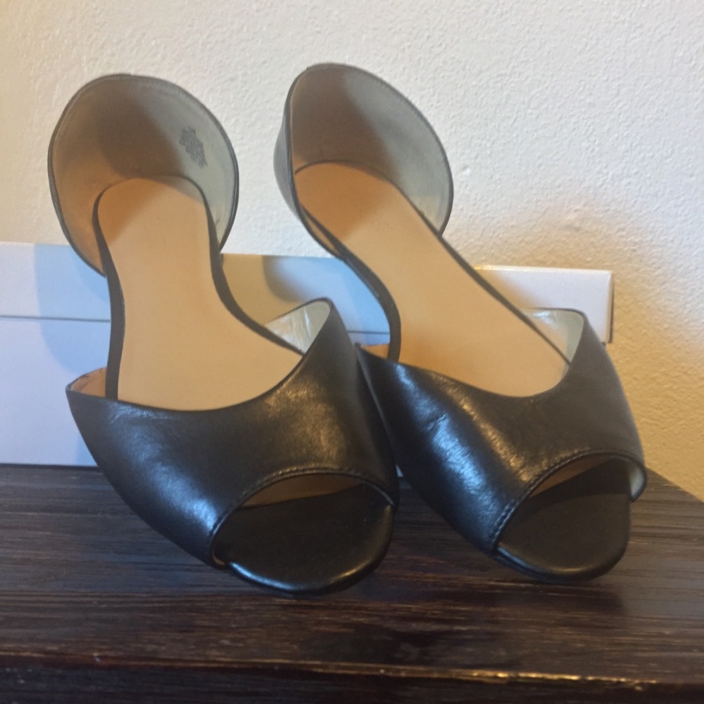 Nine West 7Blossom Peep Toe Flats Leather